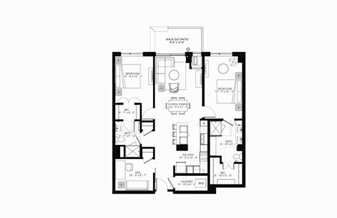 bedroom floor plan of 55 north luxury apartments to rent in the north end of boston